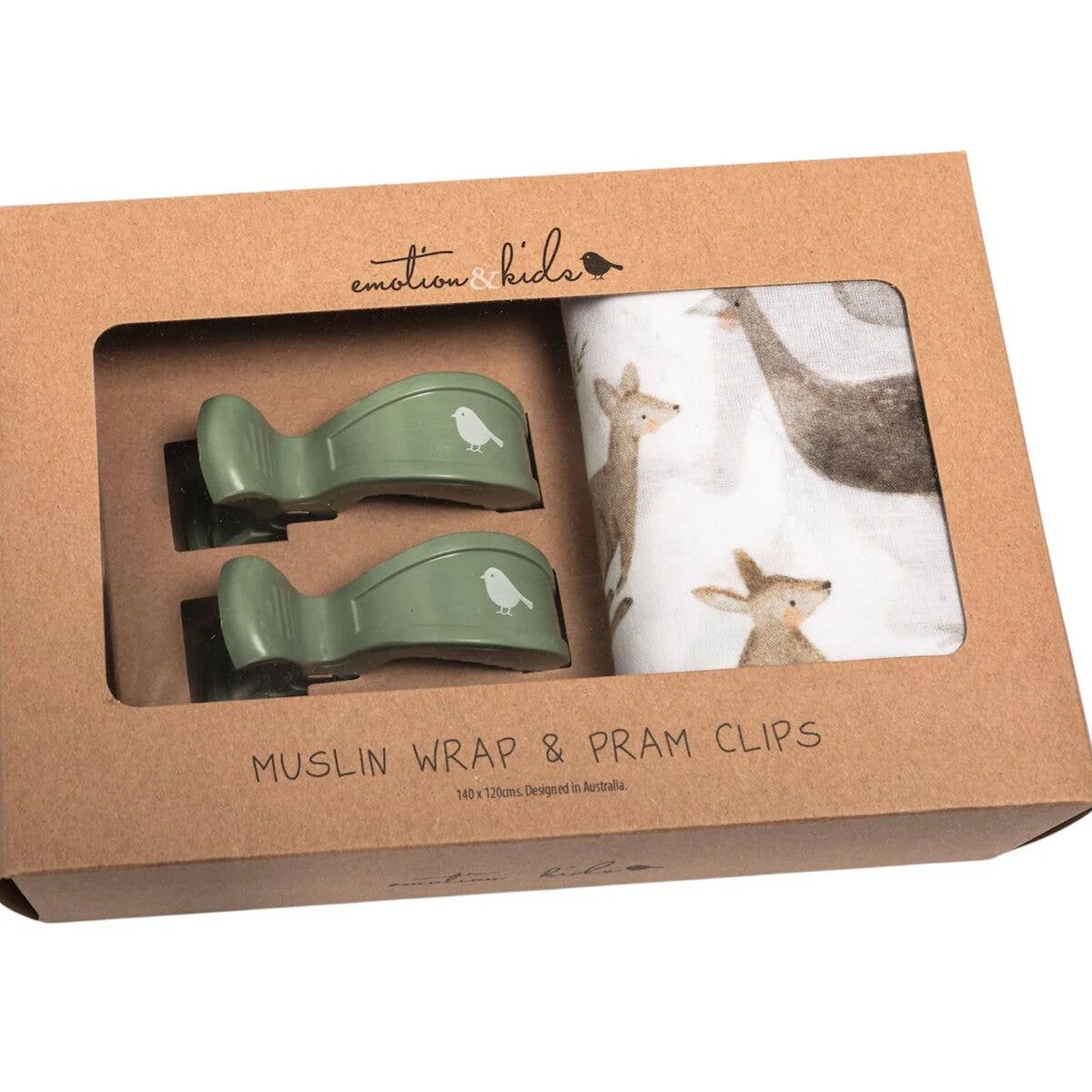 Muslin Wrap & Pram Clips Set - Australiana