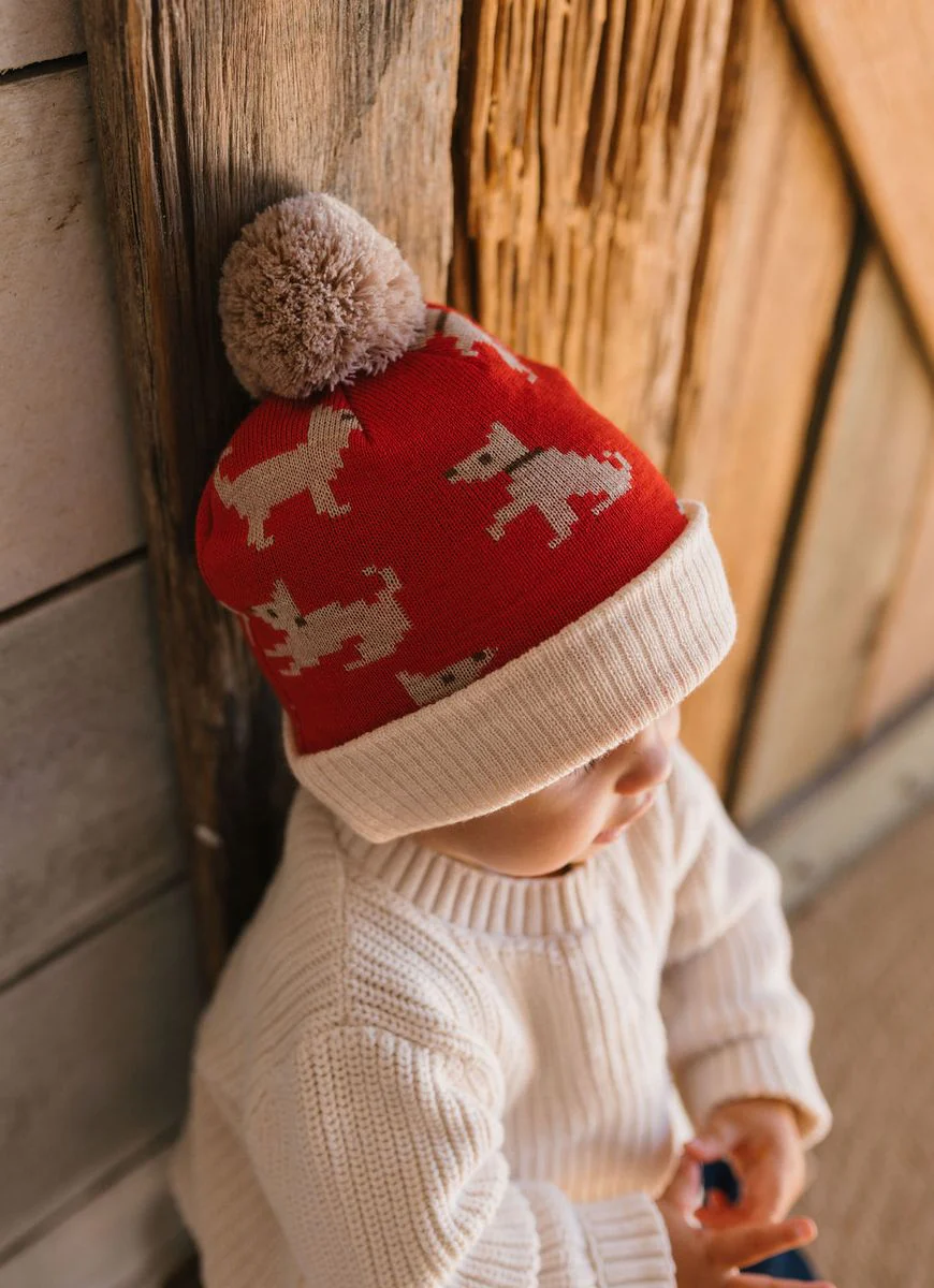 Beanie | Merino Puppy Dog - Red, Tan and Brown - Image 7