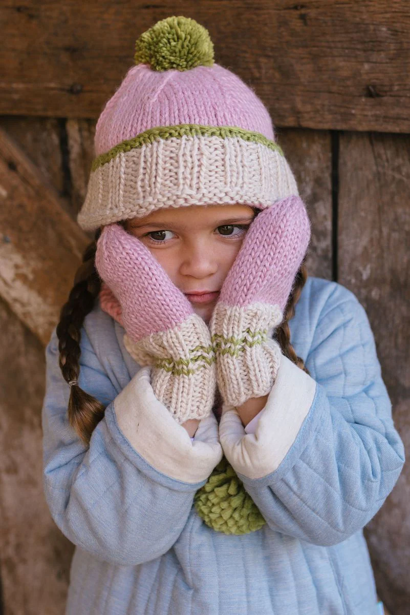 Beanie | Teddy - Pink and Green - Image 2