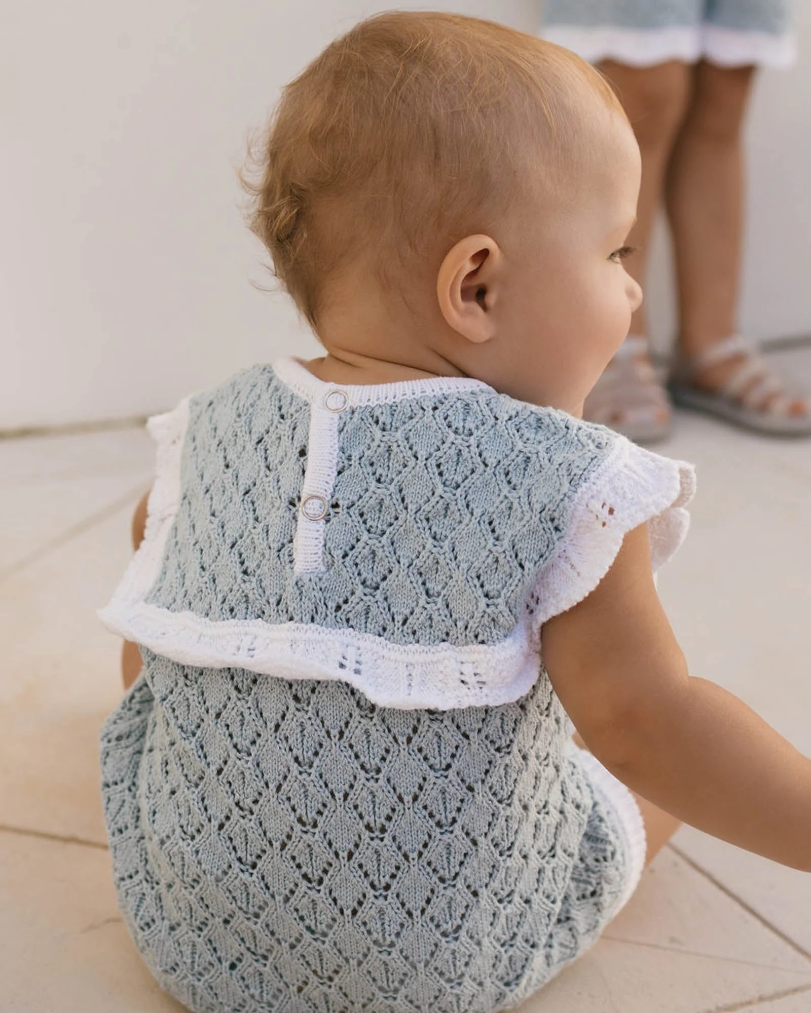 Bella Knit Romper - Blue and White - Image 2