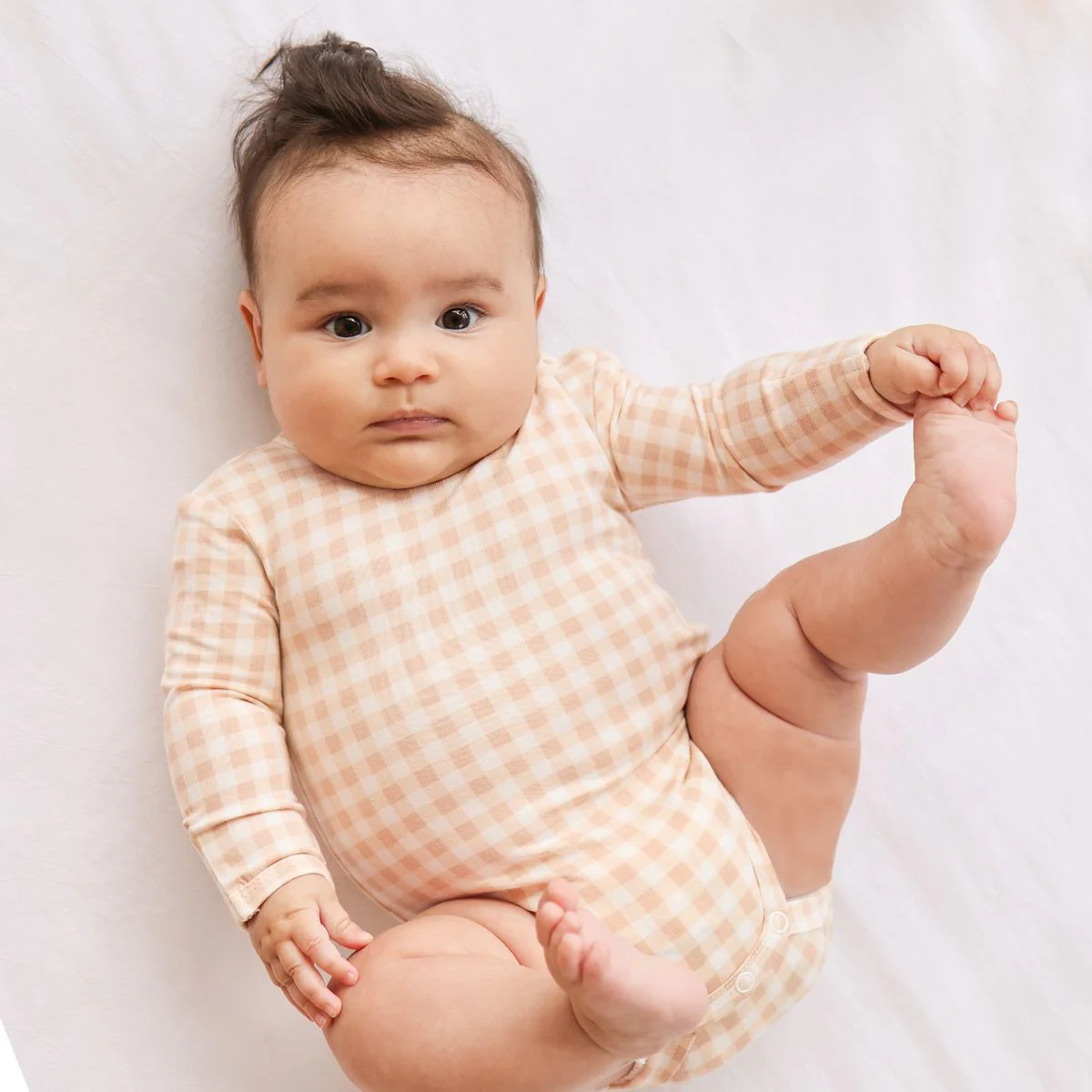 Bodysuit | Long Sleeve - Neutral Gingham - Image 2