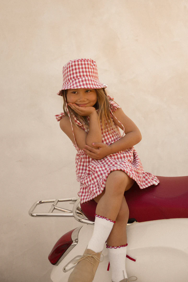 Bucket Hat | Gingham - Crimson - Image 3