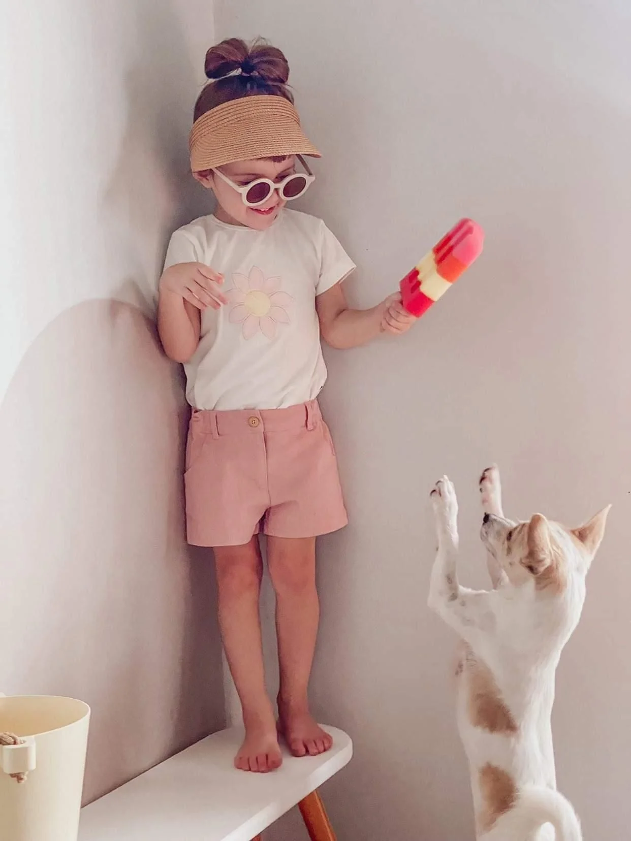 Shorts | Cotton Poplin - Light Pink - Image 3