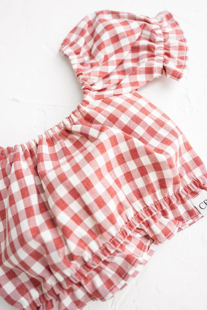 Frill Top | Gingham - Crimson - Image 3