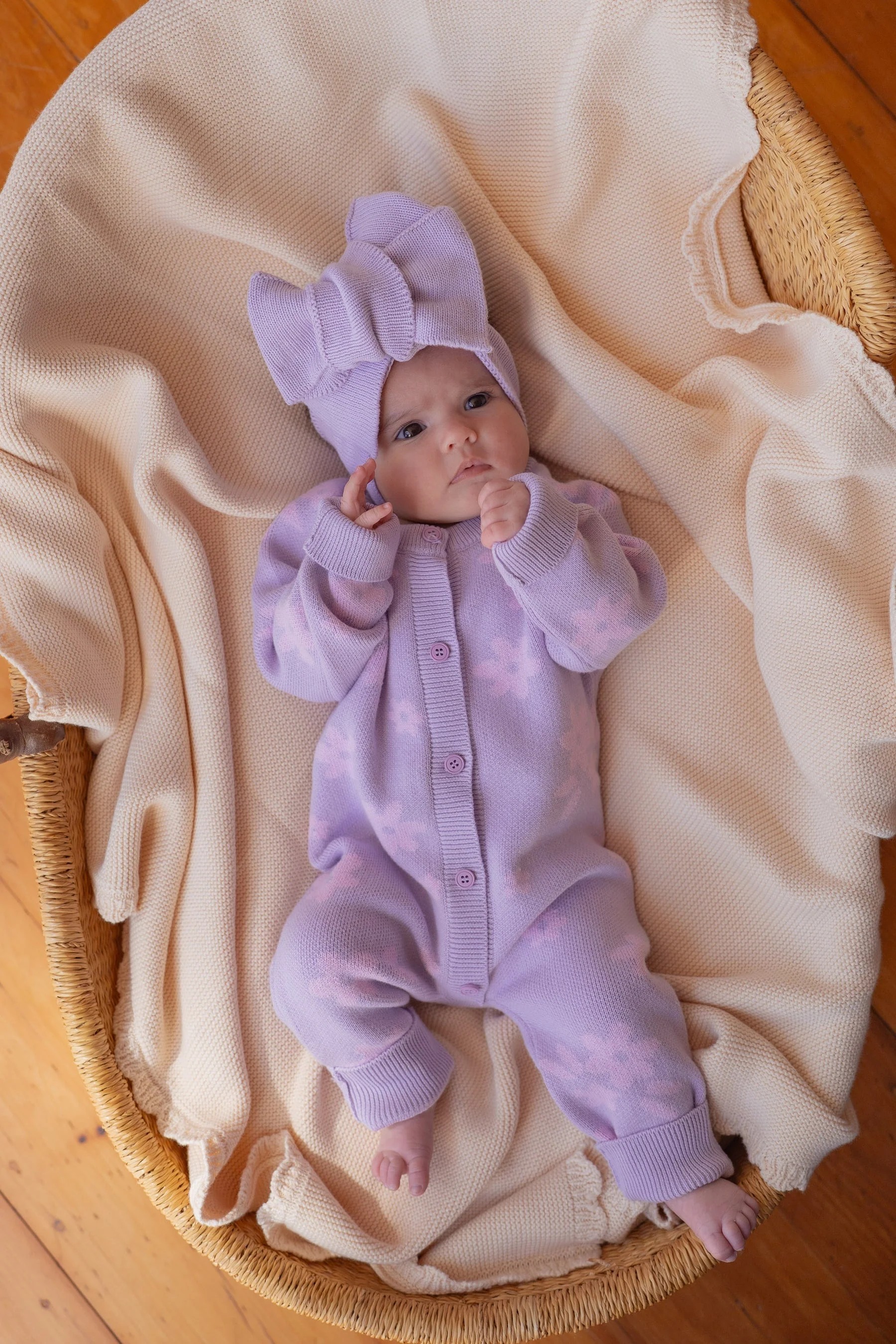 Knit Classic Romper | Daisy Pastel Lilac Floral - Image 3
