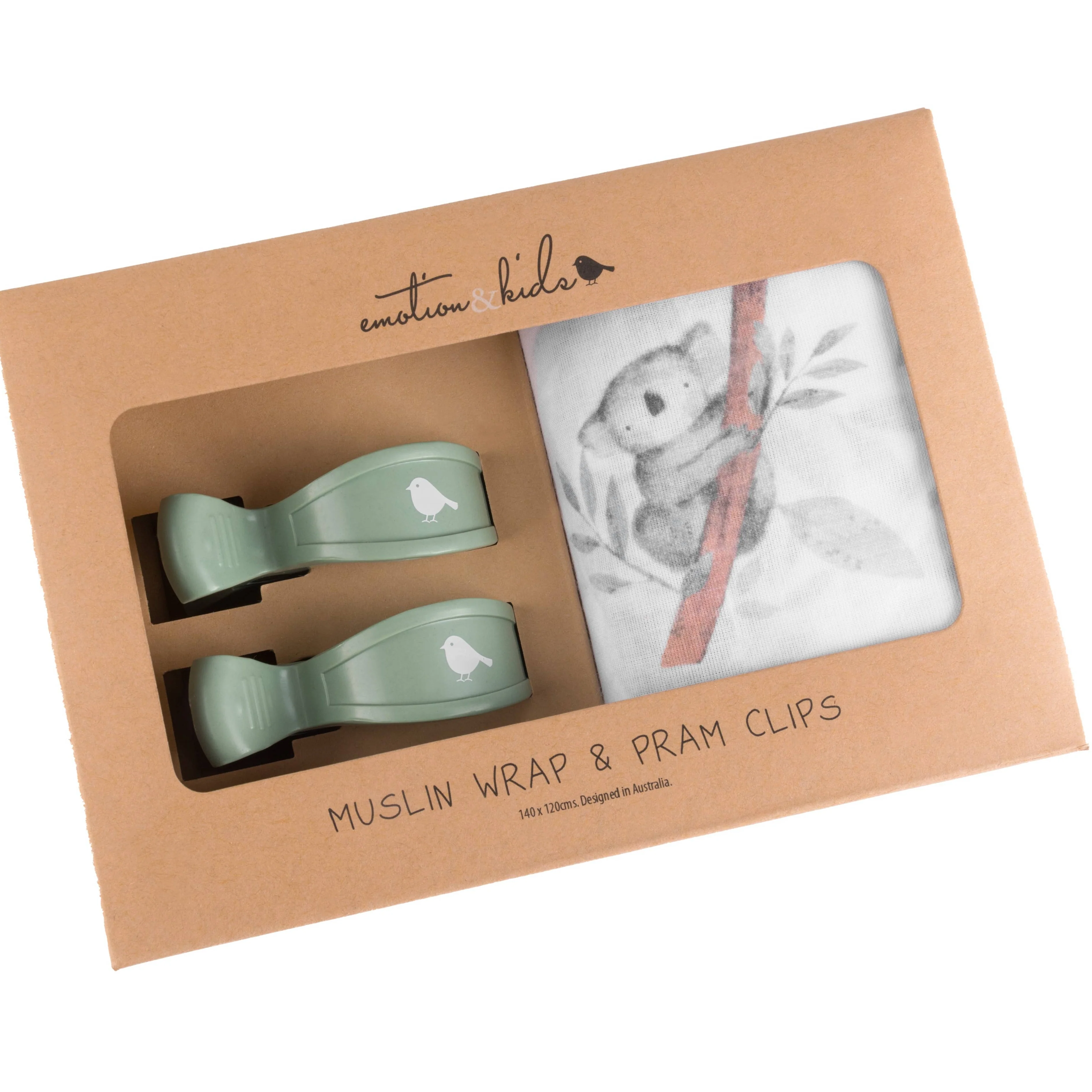 Muslin Wrap and Pram Clips Set - Koala