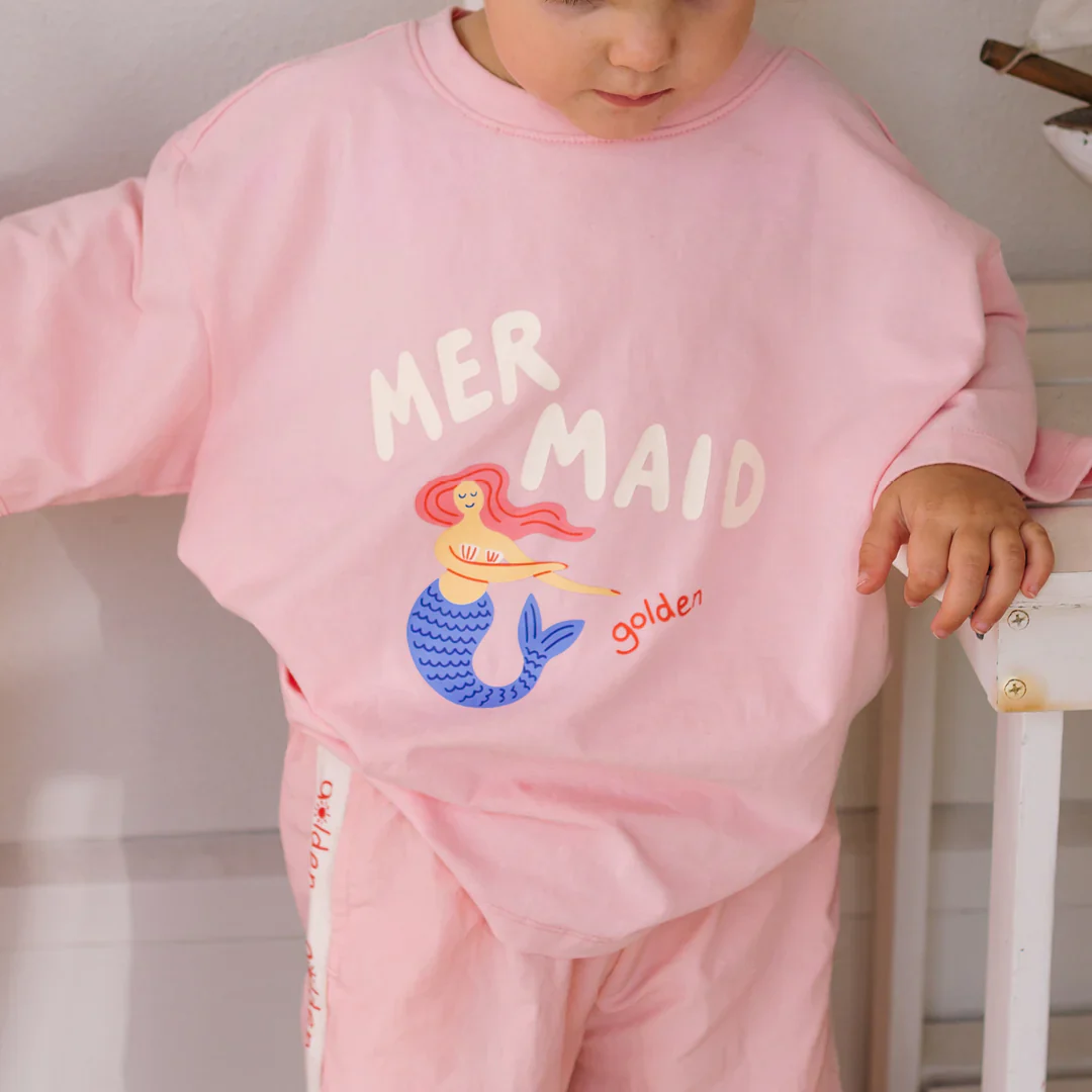 Mid Sleeve Tee | Mermaid - Pink Cream - Image 3