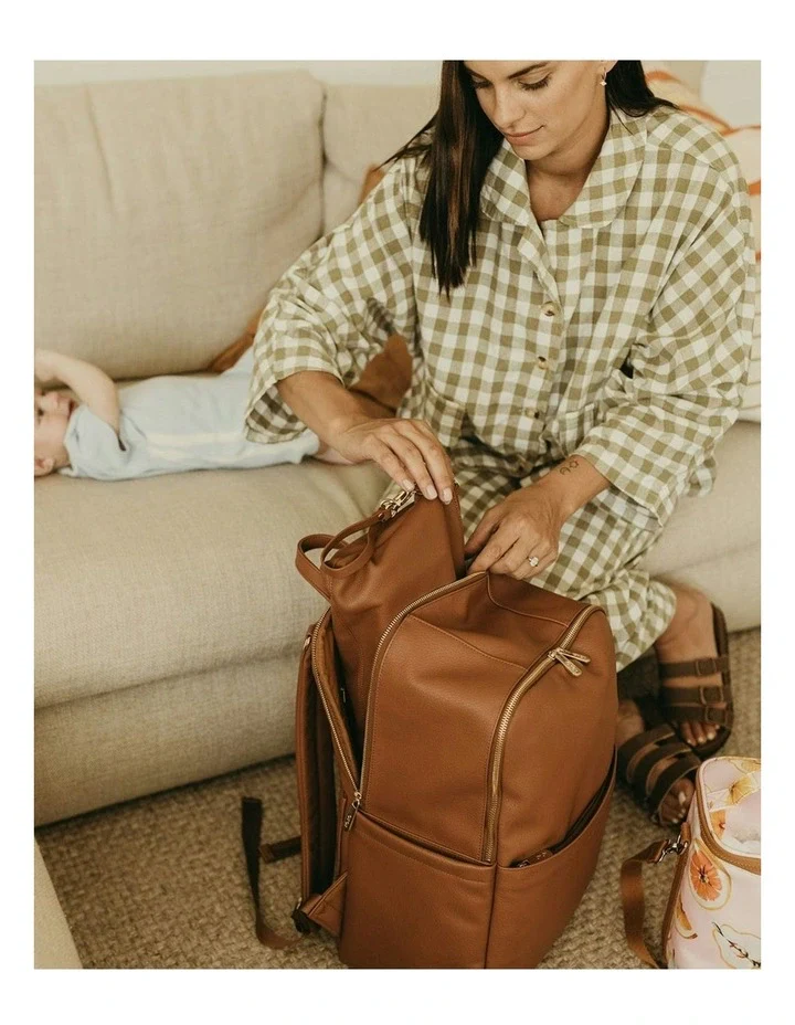 Nappy Changing Pouch - Chestnut Brown Vegan Leather - Image 4