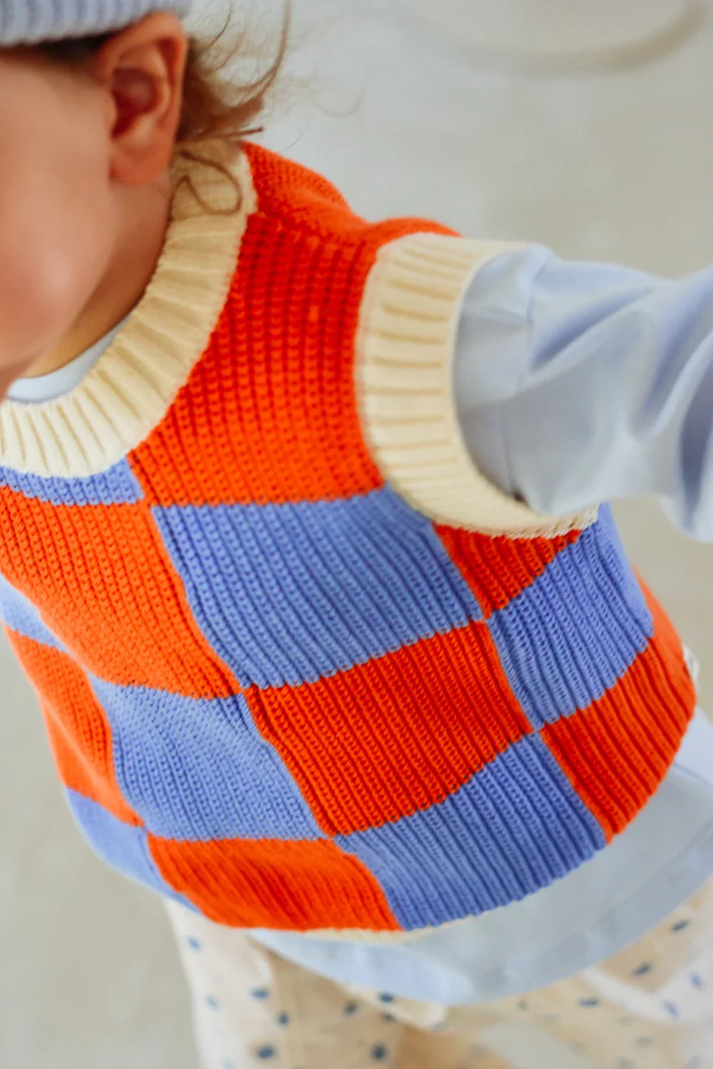Nonno Vest | Check - Blue + Orange - Image 5