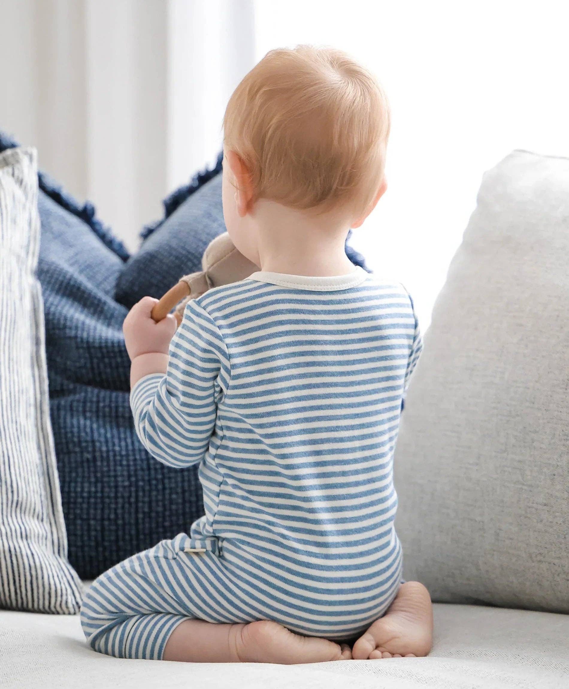 Organic Cotton Growsuit - Blue Stripes - Image 3